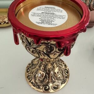 Luxurious Gold and Red Candle Holder